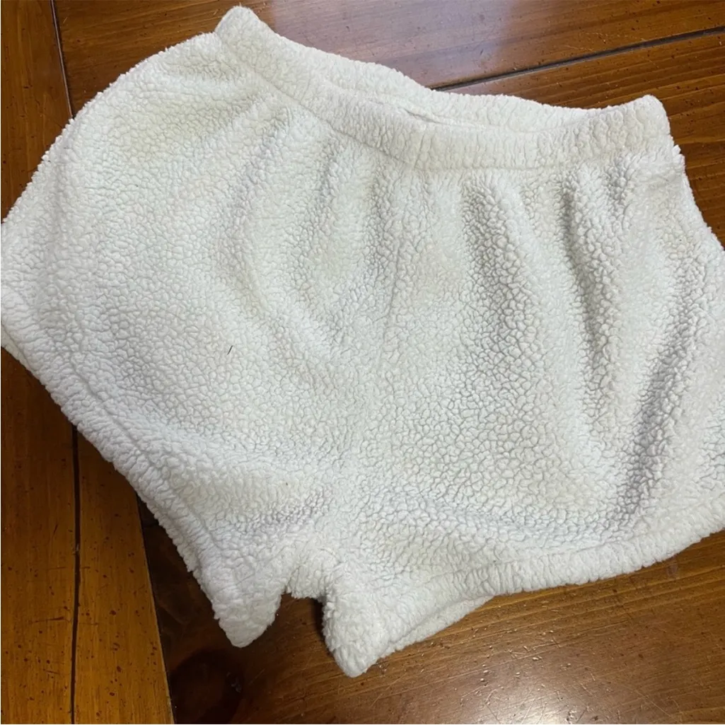 Plush White Sherpa Lounge Shorts - Image 3