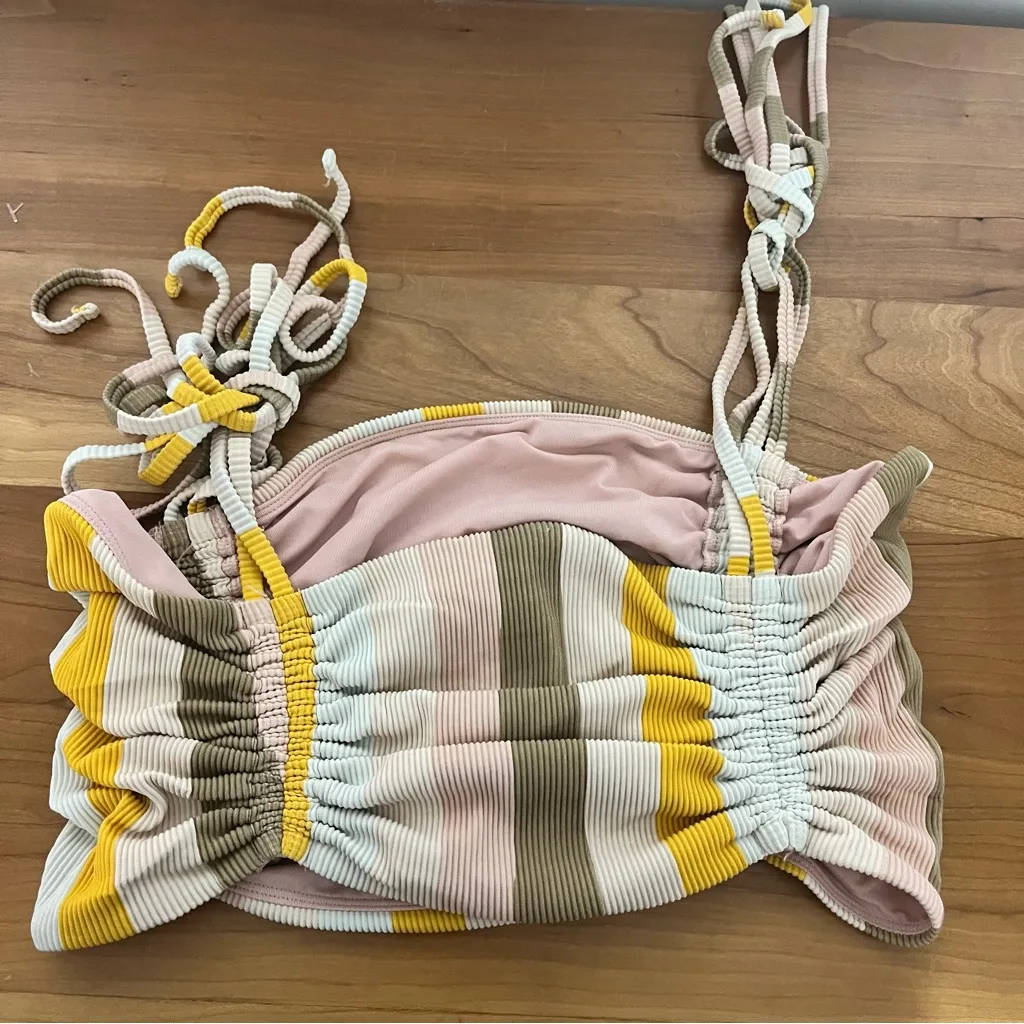 Women’s Aerie Ribbed Longline Bandeau Bikini Top Size Medium - Image 6