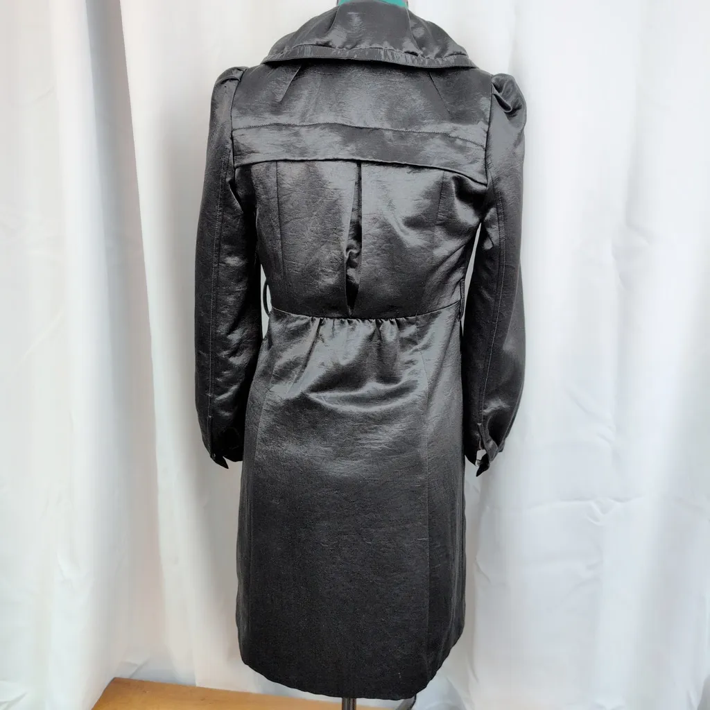 Ladies' Guess Black Satin Trench Coat XS - Image 3