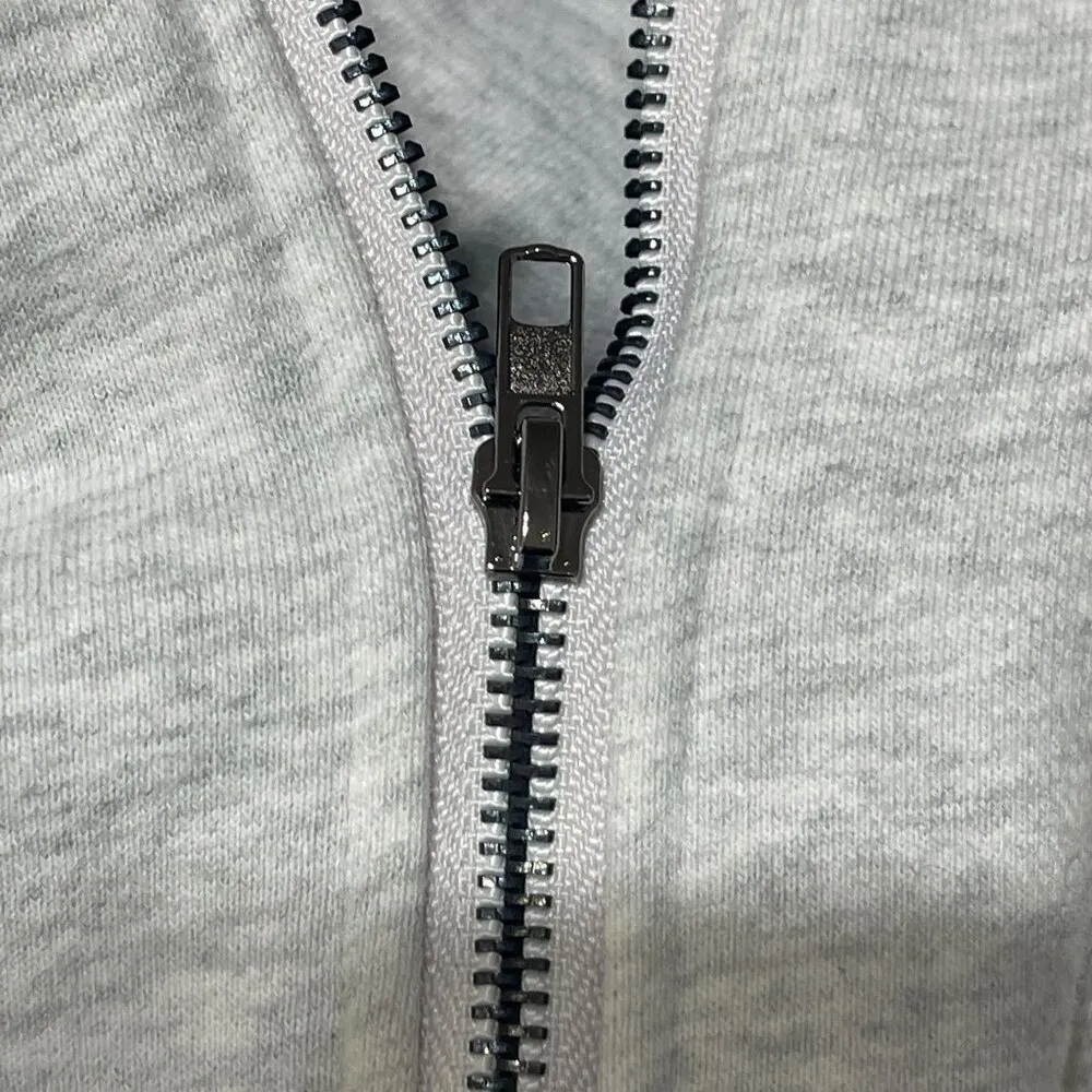 Pink Lily Cropped 1/4 Zip Hoodie Sweatshirt Gray Size XL Extra Large Cotton - Image 5