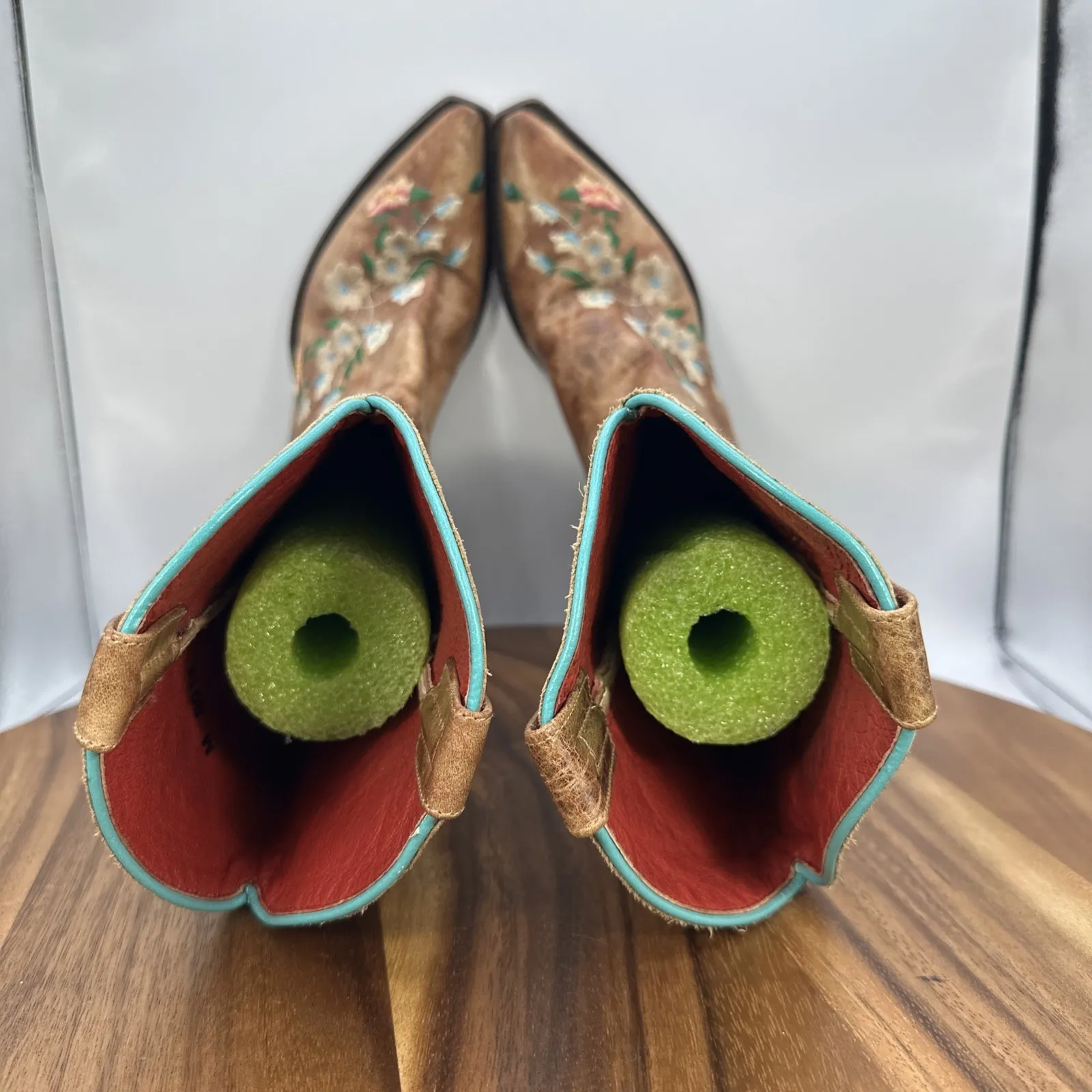 Macie Bean Rose Garden Cowboy Western Boots Snip Toe Embroidered Women's 6M Brown Size 6 - Image 9