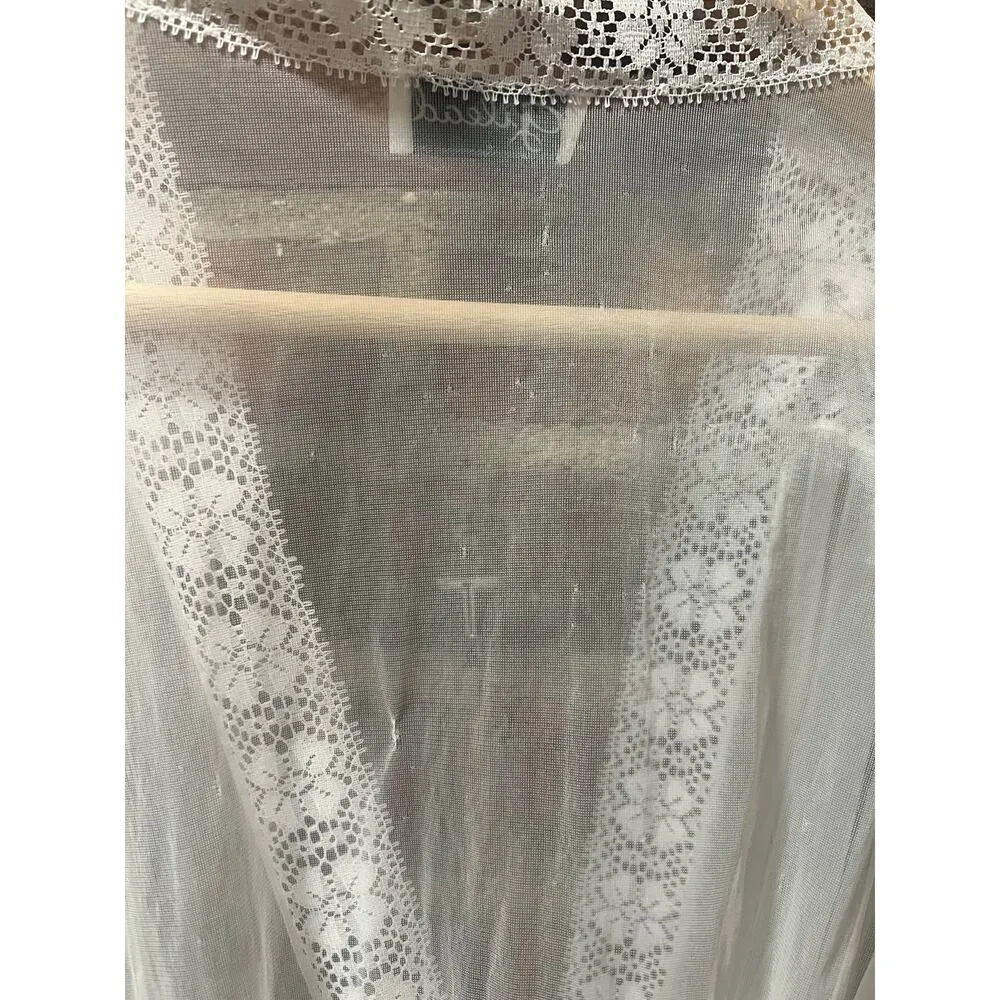 Vintage 70s Gilead Sheer Cottagecore Prairie Fairy Lace Coquette Robe Ivory White Size M - Image 10
