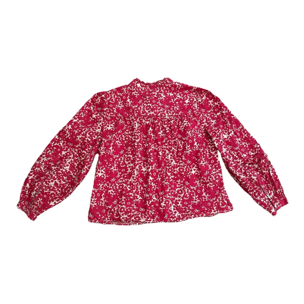 J. Crew Button-Front Ruffleneck Popover Top in Blushing Meadow Cotton Poplin | S - Image 4