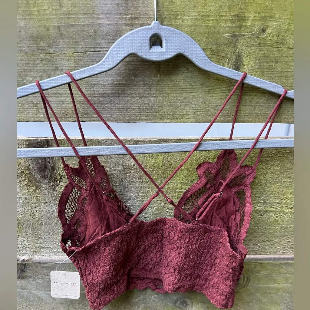 Free People FP One Adella Bralette Red Maroon Lace Bra Fairy Bohemian Festival - Image 4