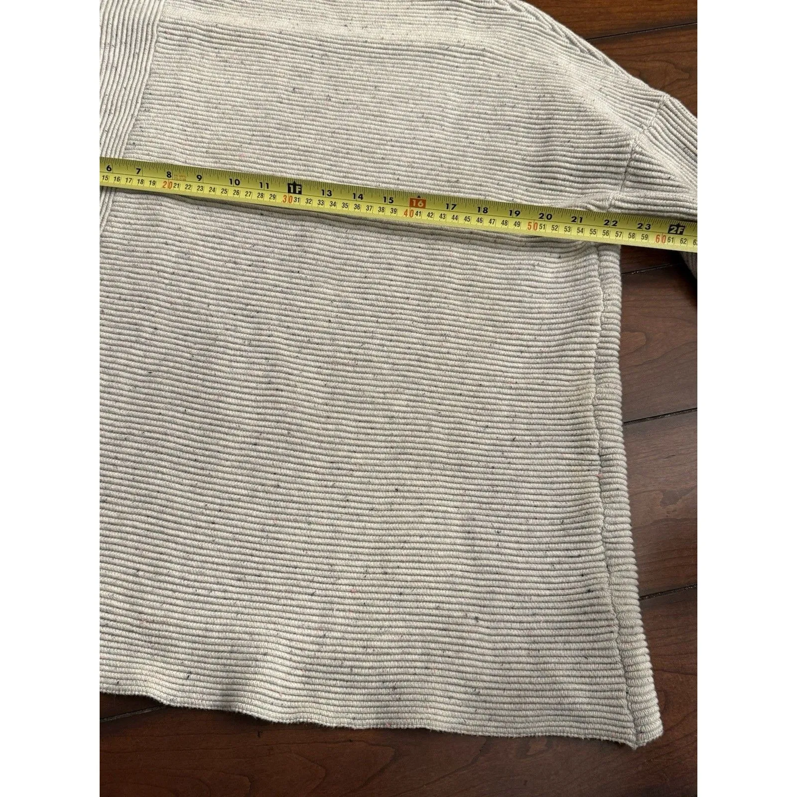French Connection Ribbed Gray Sweater‎ Neon Threads Accents Size L Oversized - Image 11