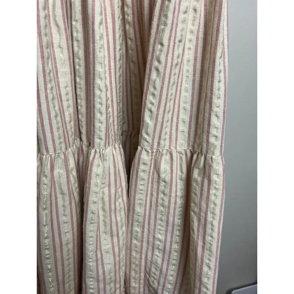 Ulla Johnson Tamsin Striped Cotton Ruffle Flutter Sleeve Dress Sz. 0 - Image 7