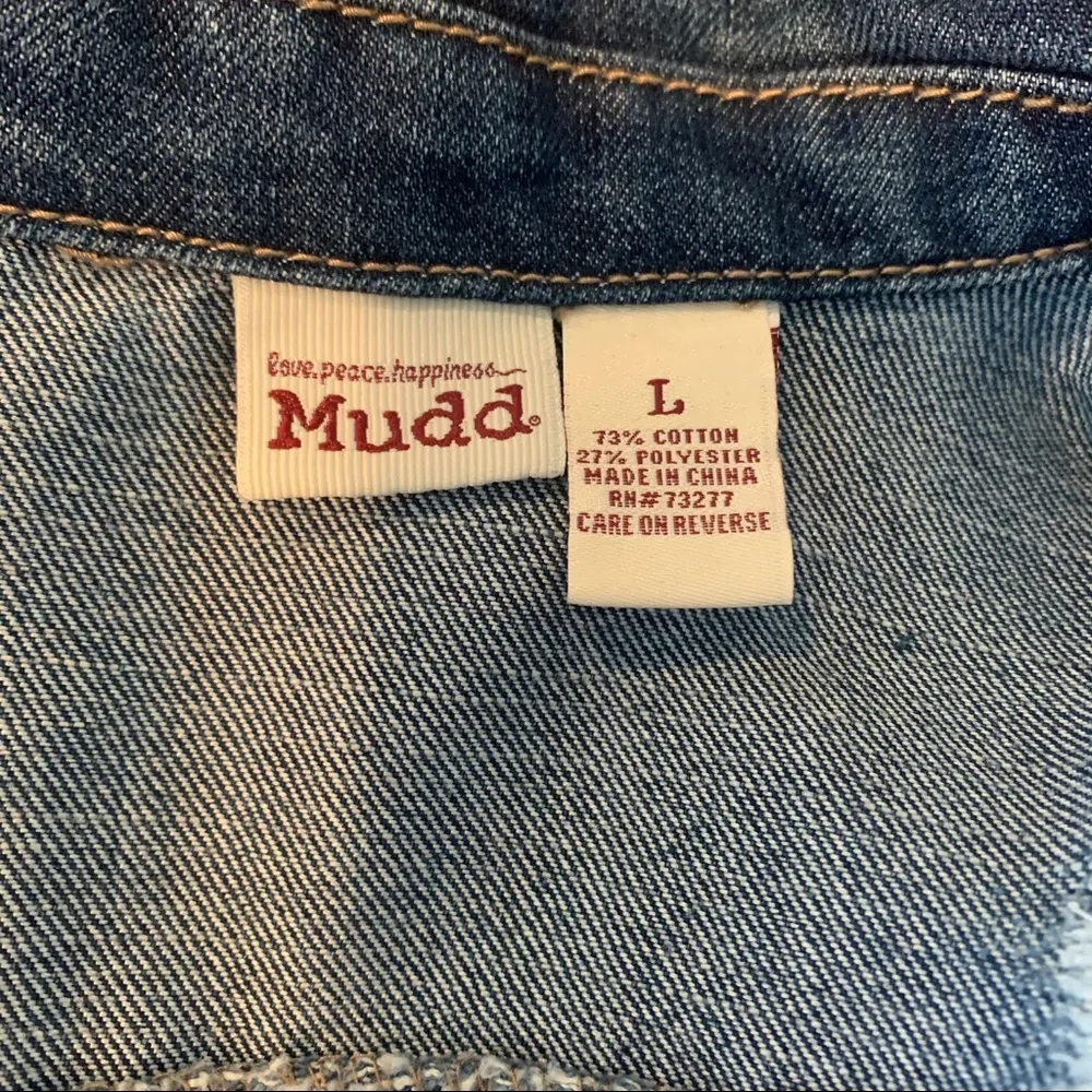 Mudd Distressed Denim Jean Jacket Large L - Image 4