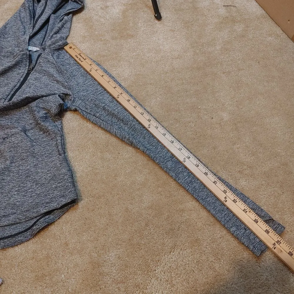 Athleta Size Extra Small XS Long Sleeve Zipper Jacket Pockets Heathered Grey - Image 12