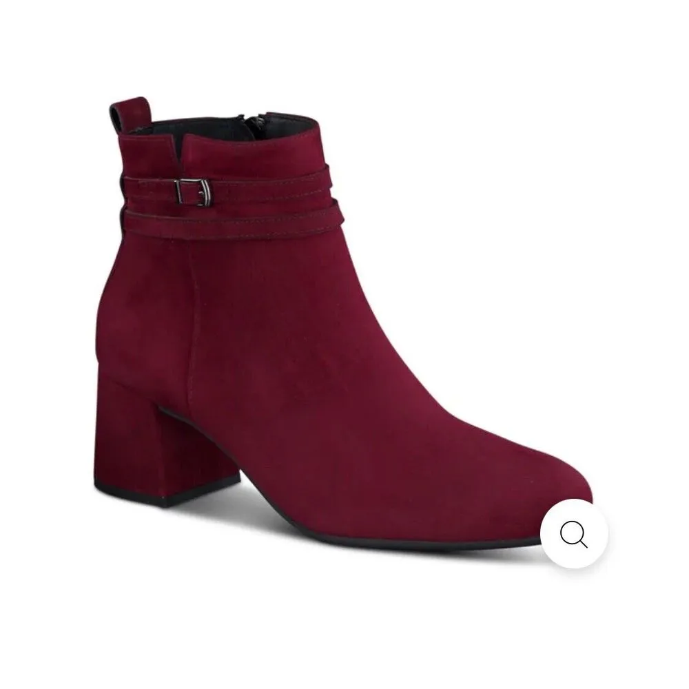 Paul Green Sydney Women's Ankle Bootie US 7 UK 5 Burgundy Austria Red Suede‎ - Image 13