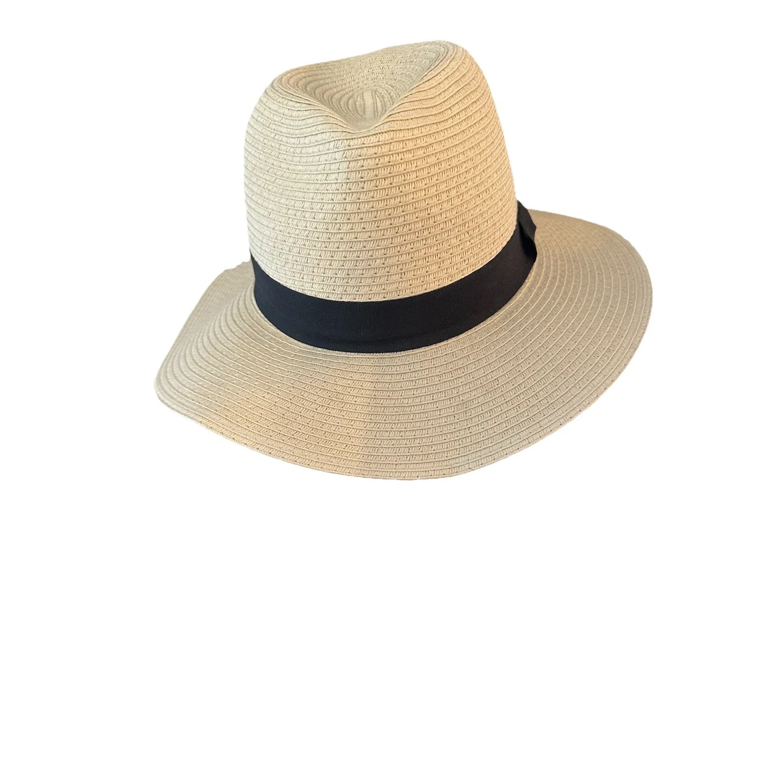 Swiss Tech Performance Paper Straw Hat Wide Brim One Size Black Ribbon Trim NWOT - Image 2