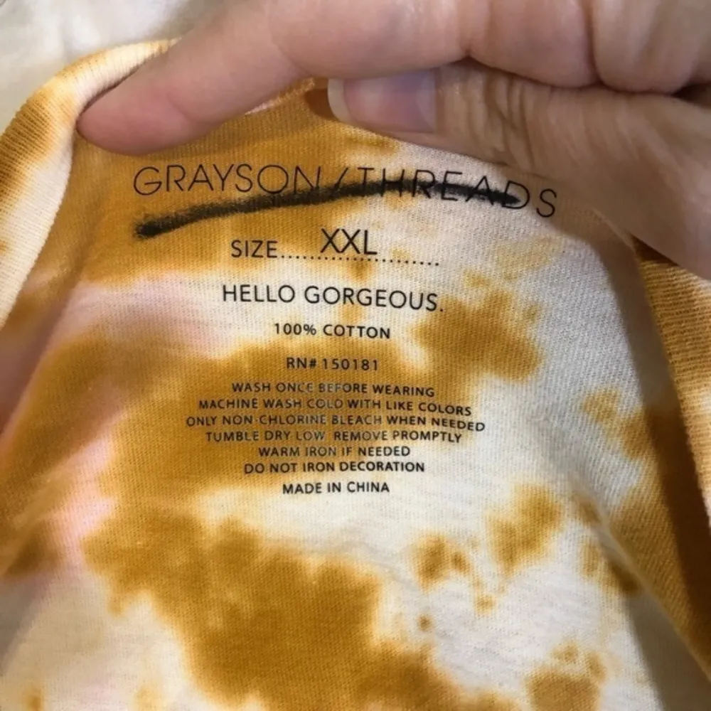 NWOT Gold Yellow Pink Tie Dye Long Sleeve Top New - Image 4