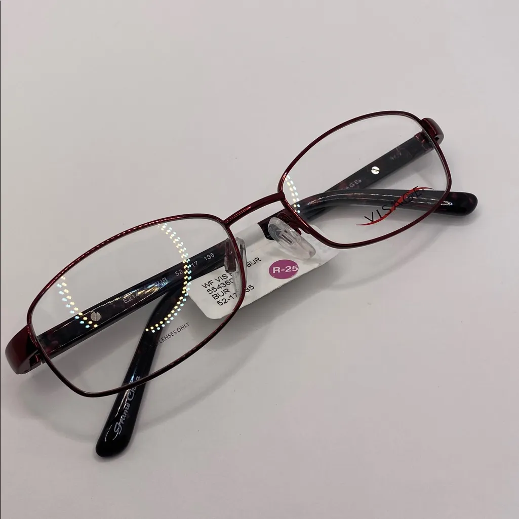 Visage Women's E214 Rectangular Prescription Eyeglasses metal NWT Red - Image 2