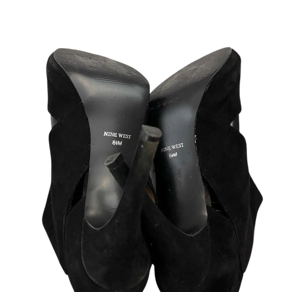 Nine West Theodean Cutout Peep Toe Platform Booties Stiletto Heel Black 8.5M - Image 6