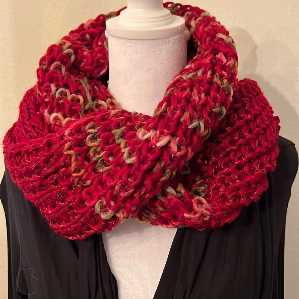 NWOT infinity scarf w/ sparkly sequins on 1 side & multi colored on the other Red - Image 3