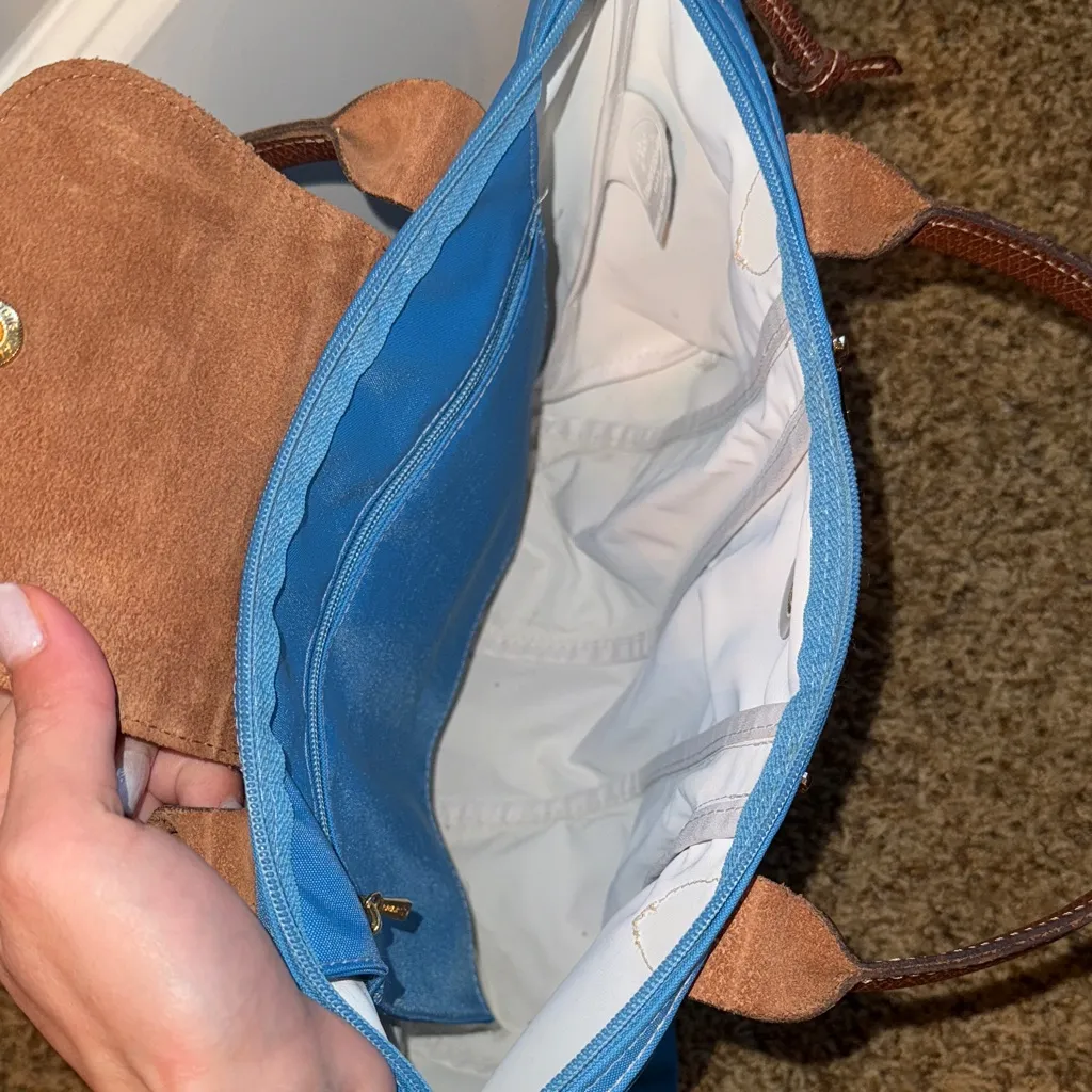 Longchamp‎ extendable Blue Tote Bag vintage - Image 7