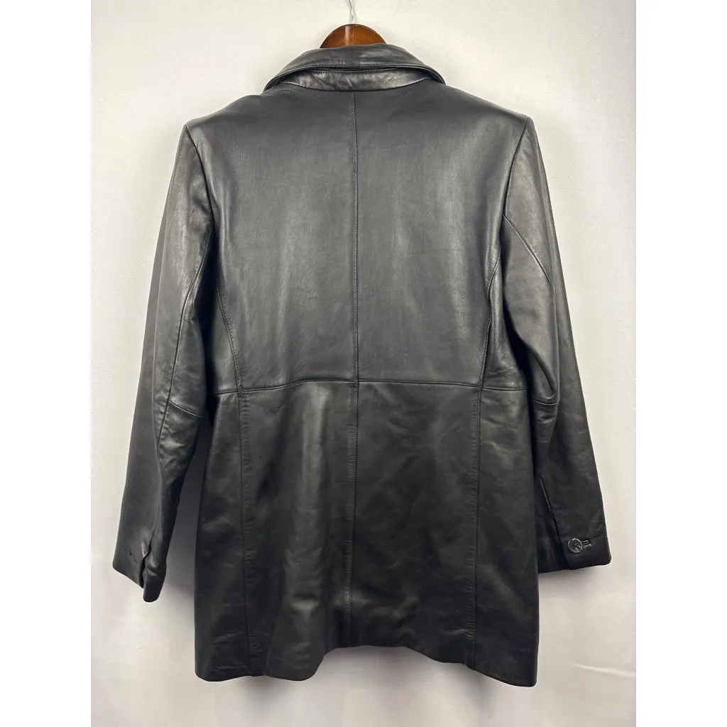 Women’s Alfani Outerwear Large Black Leather Overcoat - Image 3