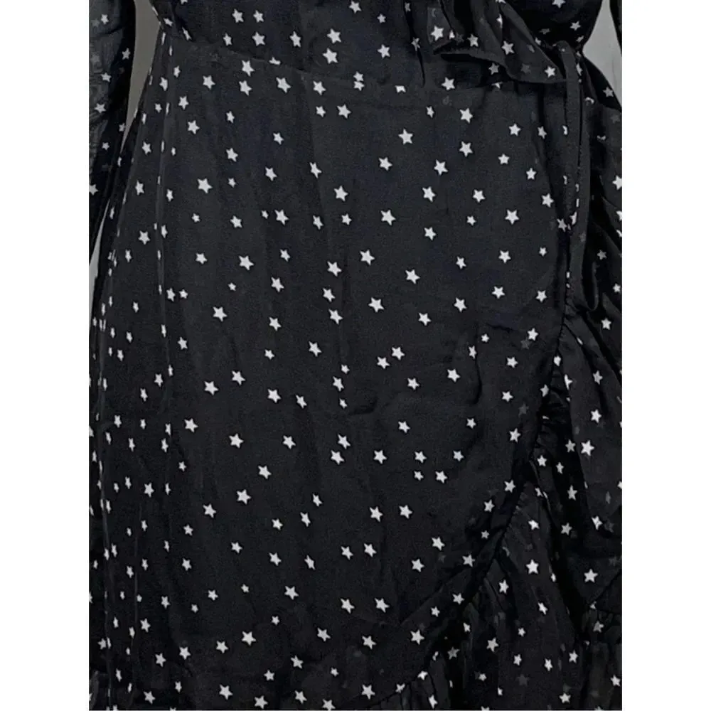 By the Way Revolve Rachel Star Print Long Sleeve Black and White Mini Dress S - Image 9