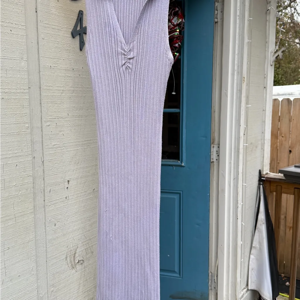 Pink Rose Lavender Sleeveless Bodycon Ribbed Maxi Dress size Medium - Image 2