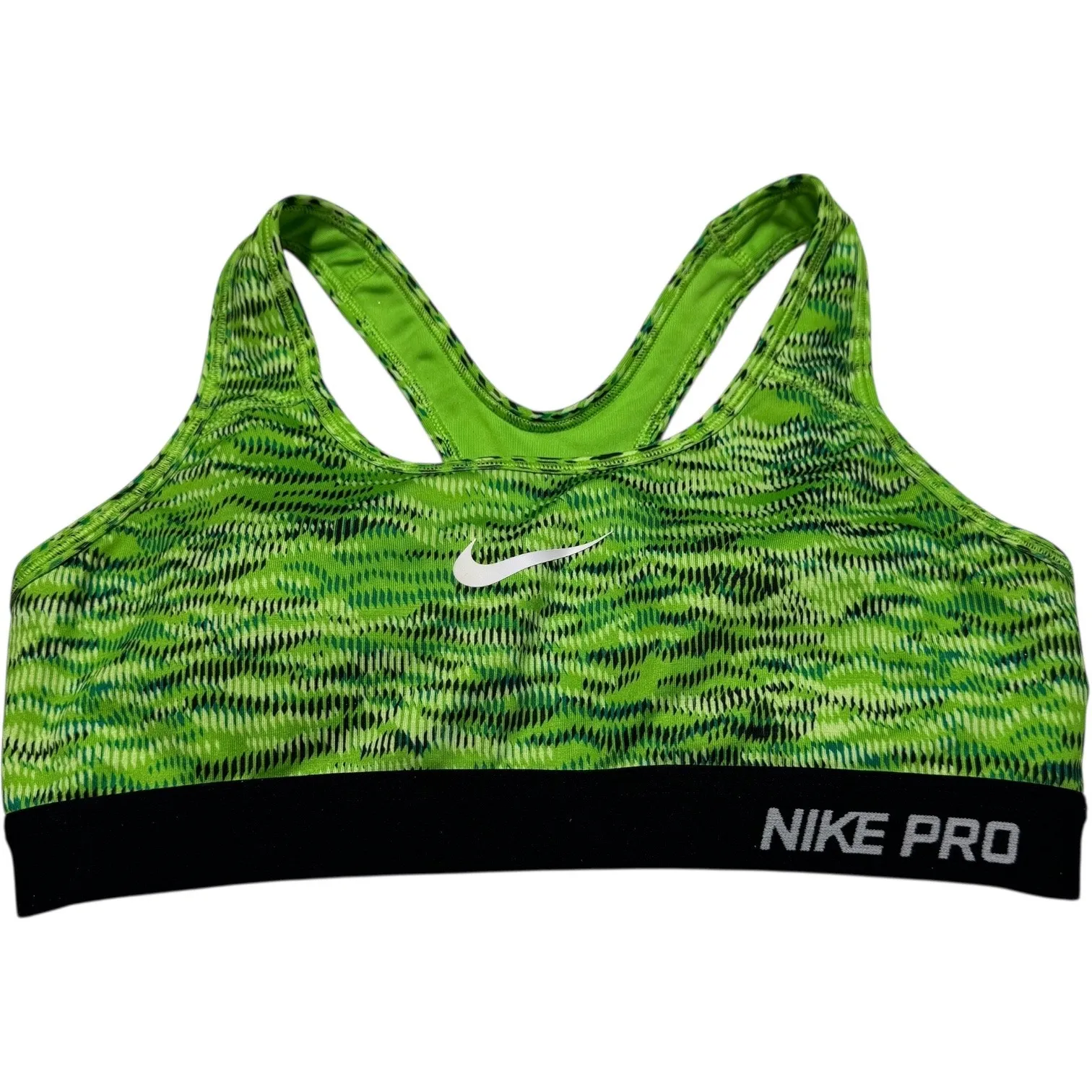 Nike Pro Dri-Fit Racerback Sports Bra Neon Green Black White Small - Image 5