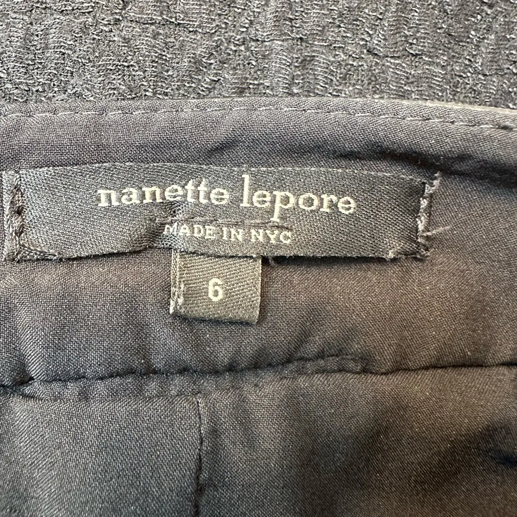 Vintage Nanette Lepore Y2K Black Leather Trim Classic Timeless Skirt Size 6 S - Image 8