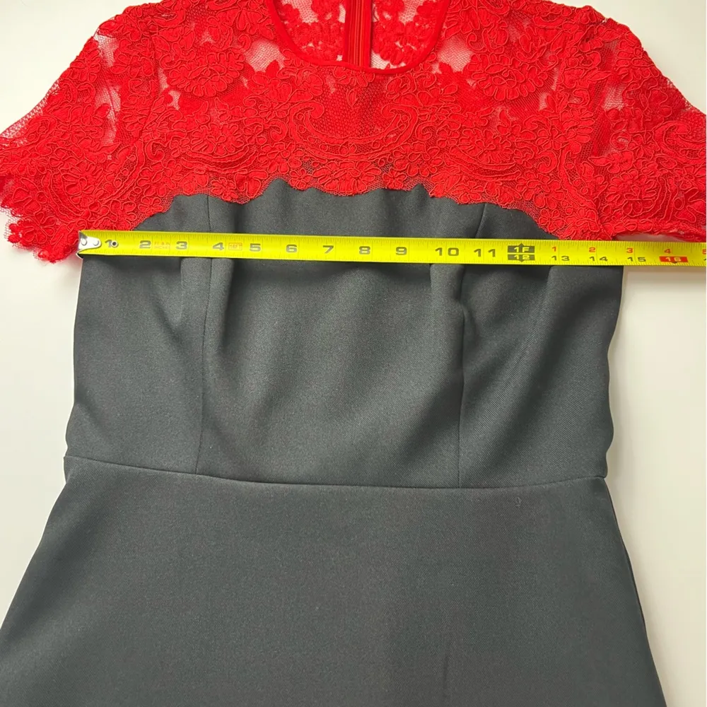 Sandro Paris Gigi Black Red Lace A-line Mini Dress Designer Emily in Paris - Image 7