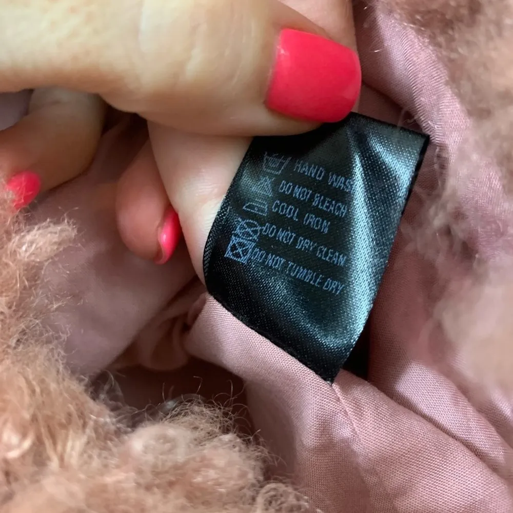 Vici Faux Fur Shag Mauve Pink Crop Bell Sleeve Jacket - Image 4