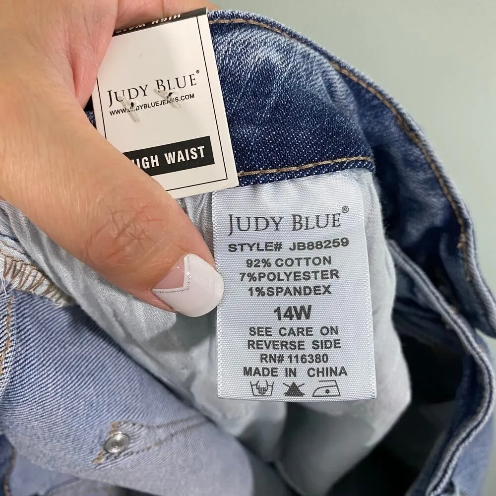 Judy Blue Women Medium Wash Blue High Waisted Relaxed Fit Jeans Size 14W NWT - Image 5