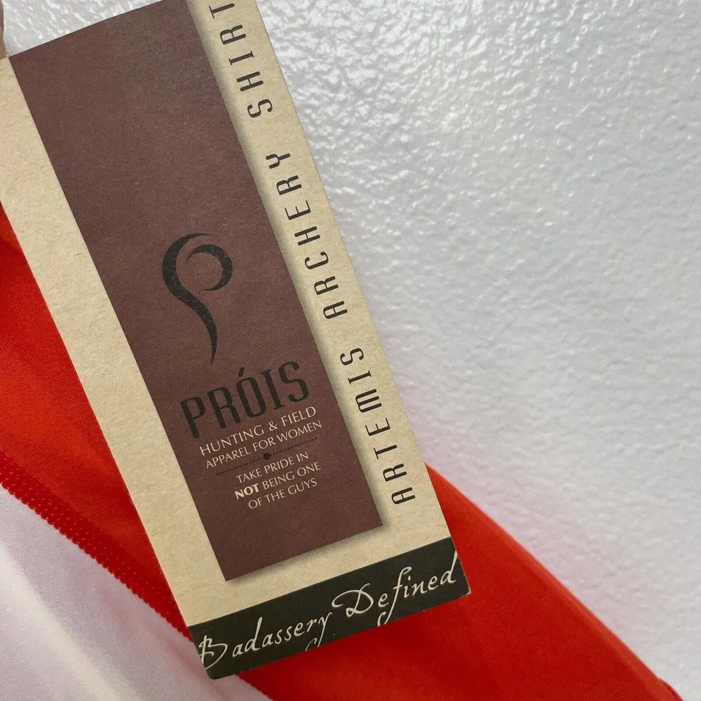 Prois Artemis Archery Shirt Small Womens Orange White Short Sleeve Pockets *Flaw - Image 9