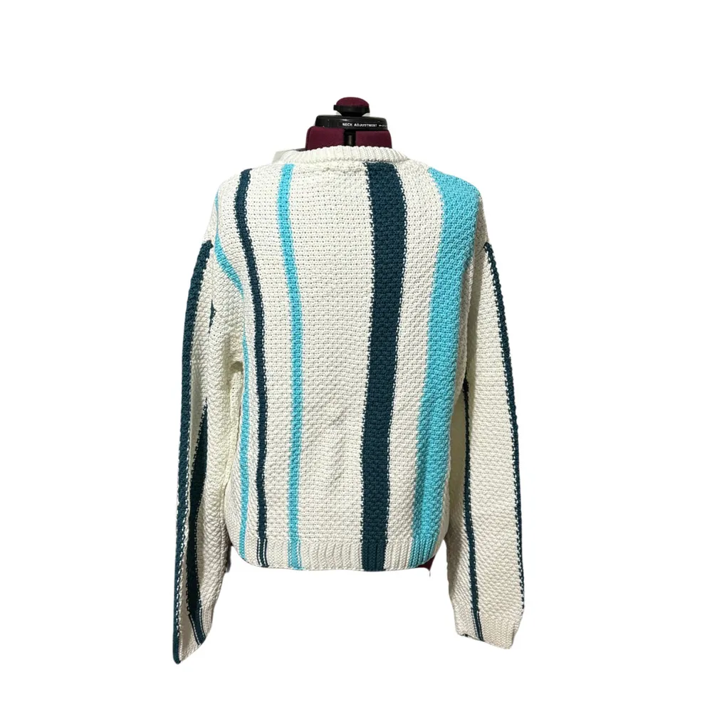 STITCHES & STRIPES London Pullover Chunky Knit Sweater Chalk Multi NWT Large Blue - Image 4