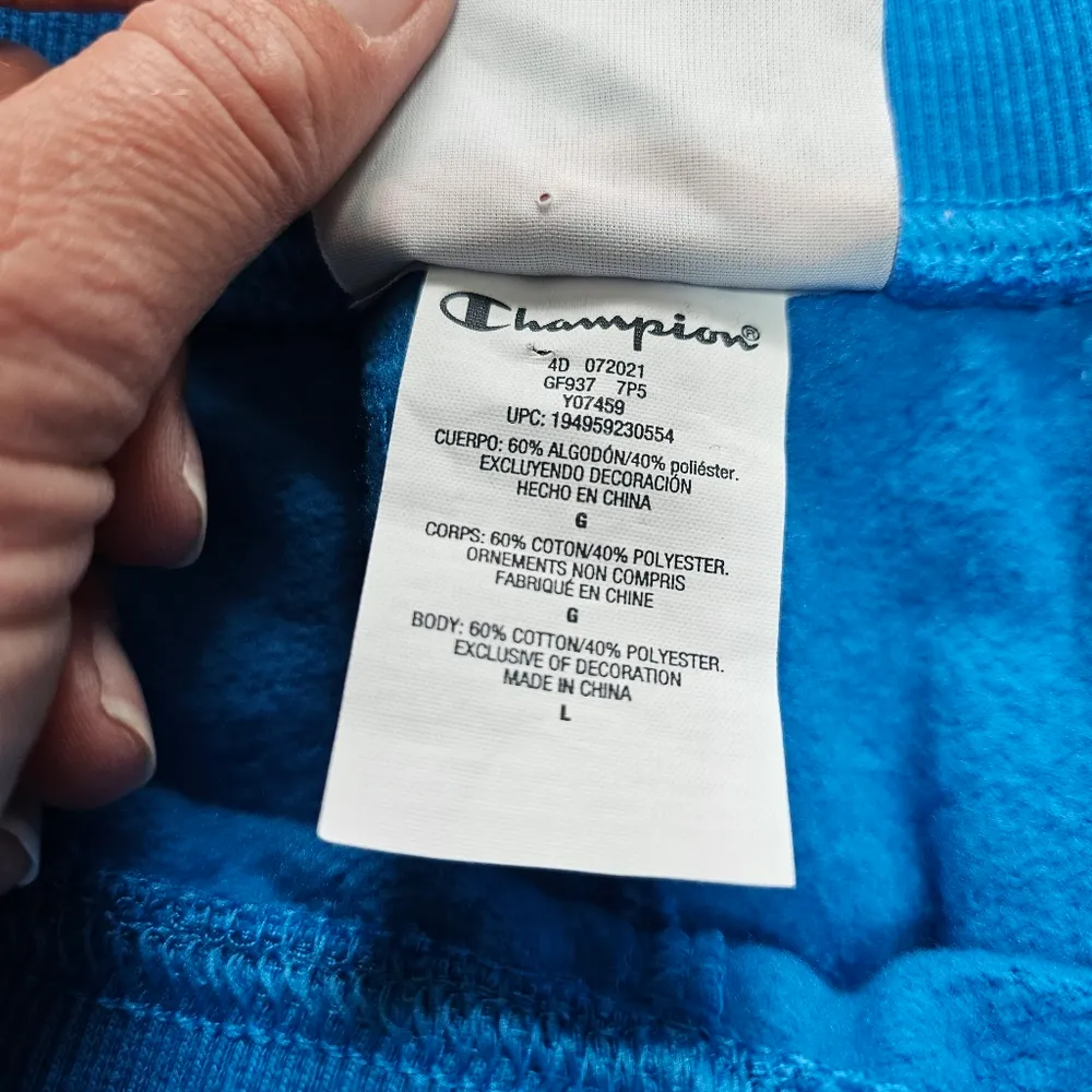 Champion Powerblend Balboa Blue Graphic Fleece Joggers Size Large  (12-14) - Image 6