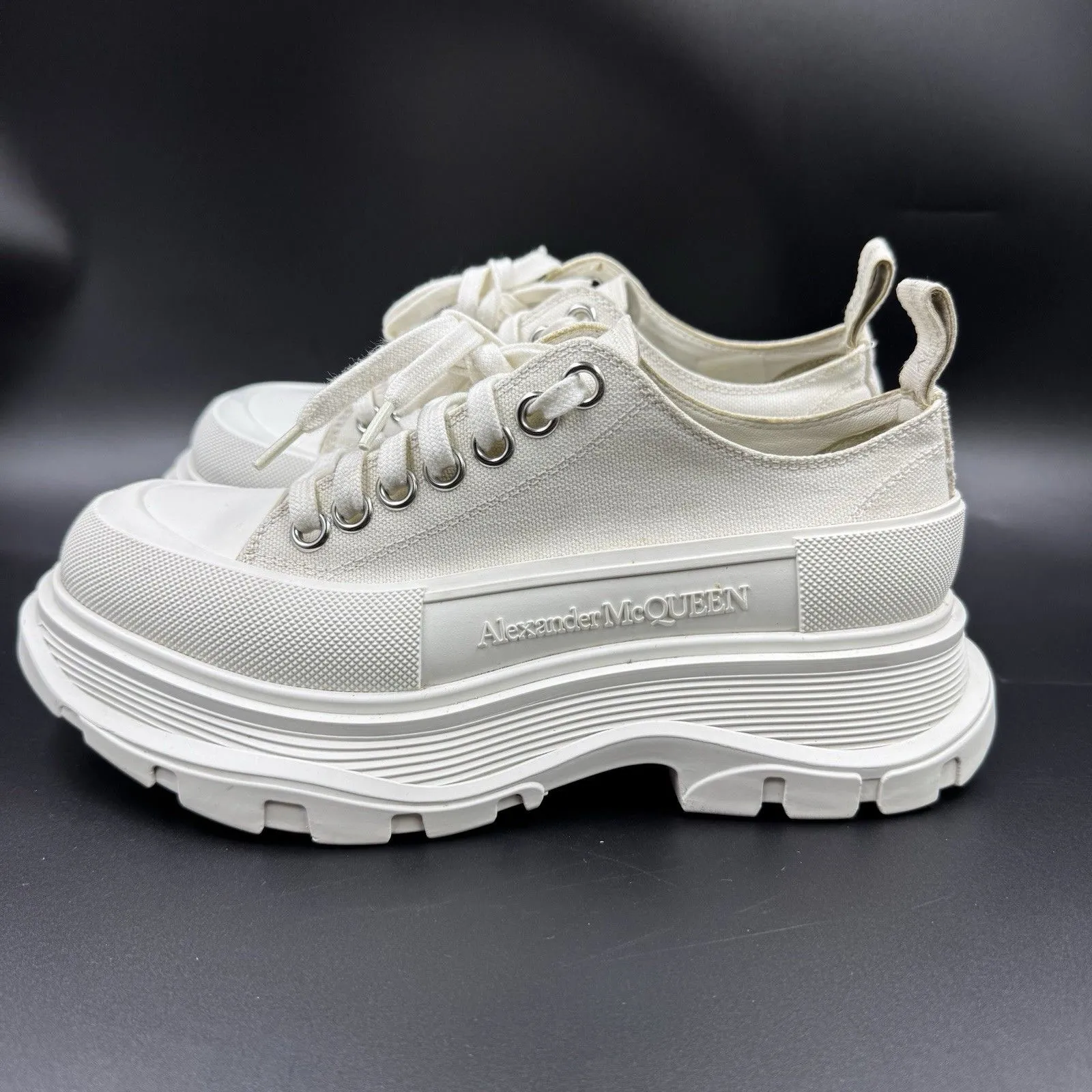 Alexander McQueen Low-TopThread Slick Sneakers White Women's 6.5 US (EU 36.5) - Image 7