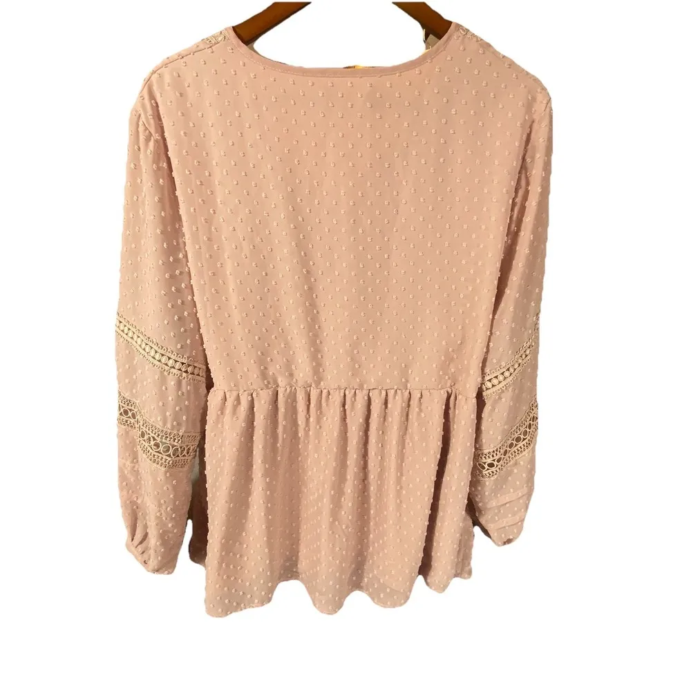 Indigo Soul Babydoll Top Shirt Women 2XL Pink Swiss Dot Summer Fairy Earthy Boho Size undefined - Image 2