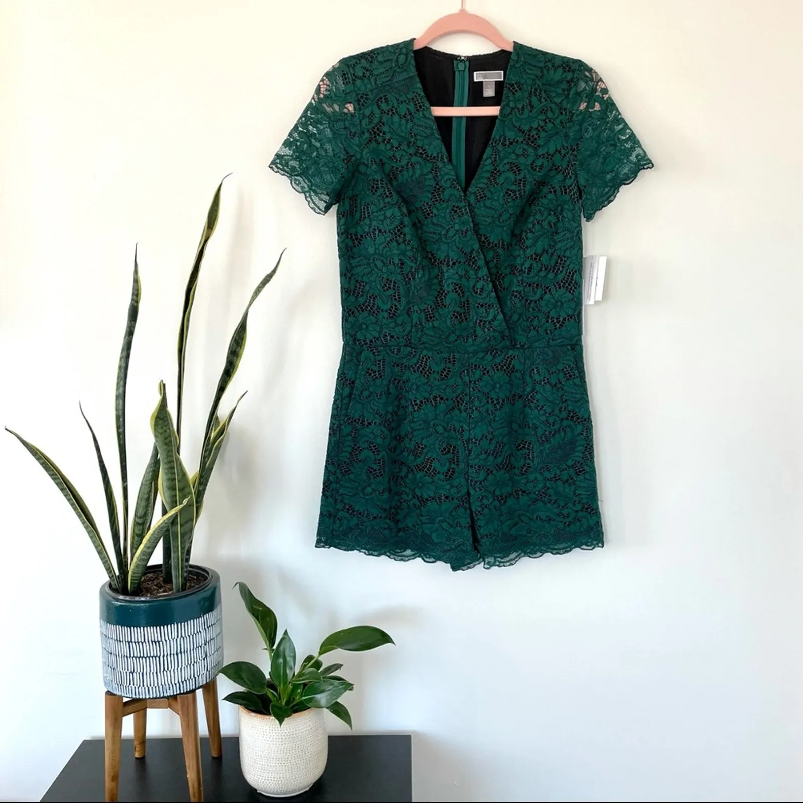 Chelsea28 Botanical Emerald Green Lace Romper Playsuit Shorts Womens Sz 0 NWT - Image 7