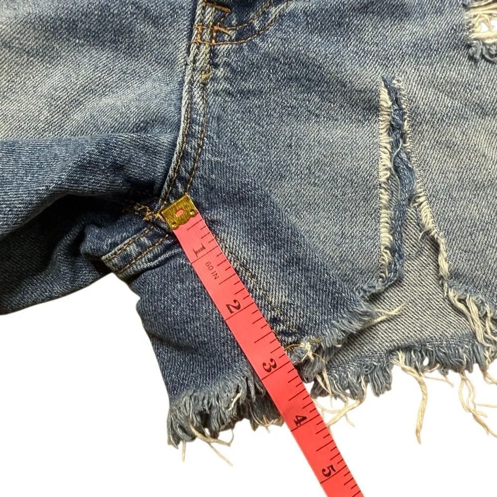 Free People Makai denim cut off Shorts 3” inseam blue size 28 - Image 3