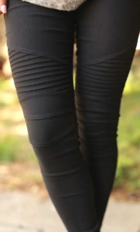 Black Moto Leggings Size 8 - Image 2