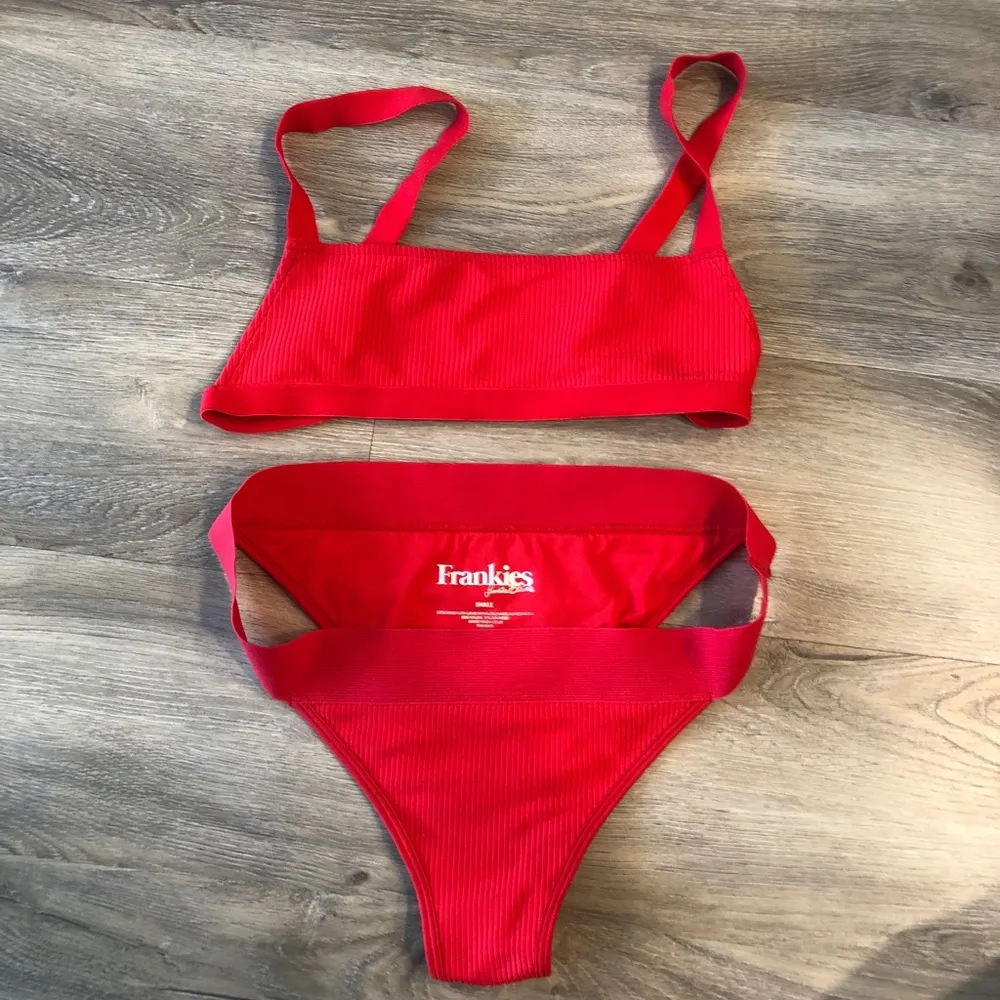 Frankie’s Red Ribbed High Leg Bikini - Image 6