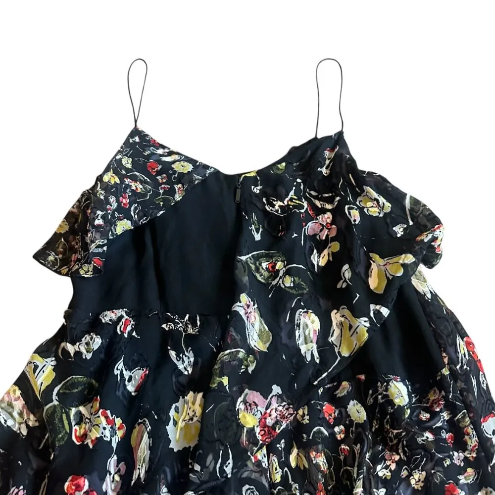 Grey by Jason Wu Painterly Floral Tiered Silk Blend Dress Spaghetti Strap Size 4 - Image 10