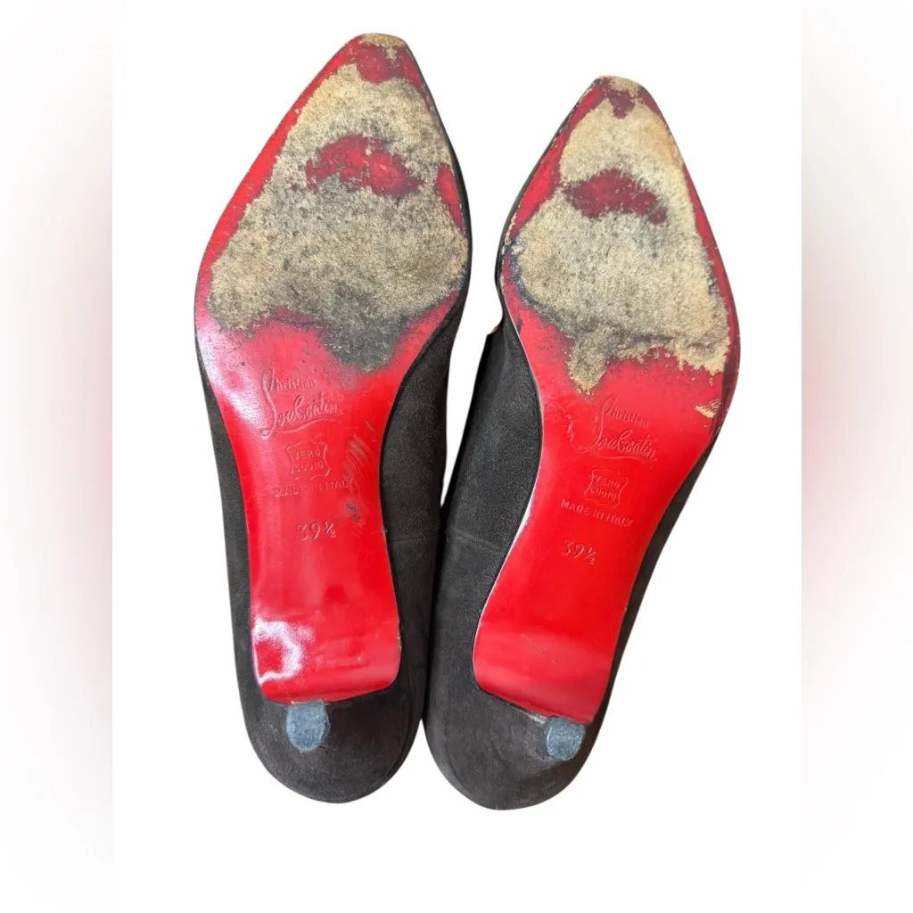 Christian Louboutin Brown Suede Pull On Heeled Boots - Image 3