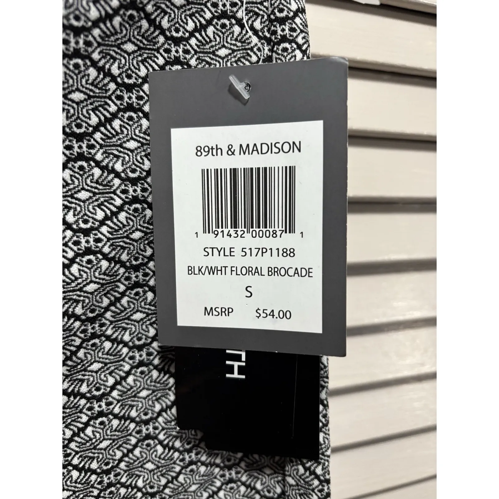 89th & Madison Ankle Skinny Dress Pants Bro Cade Elastic Band Size S Mid Rise Black - Image 4