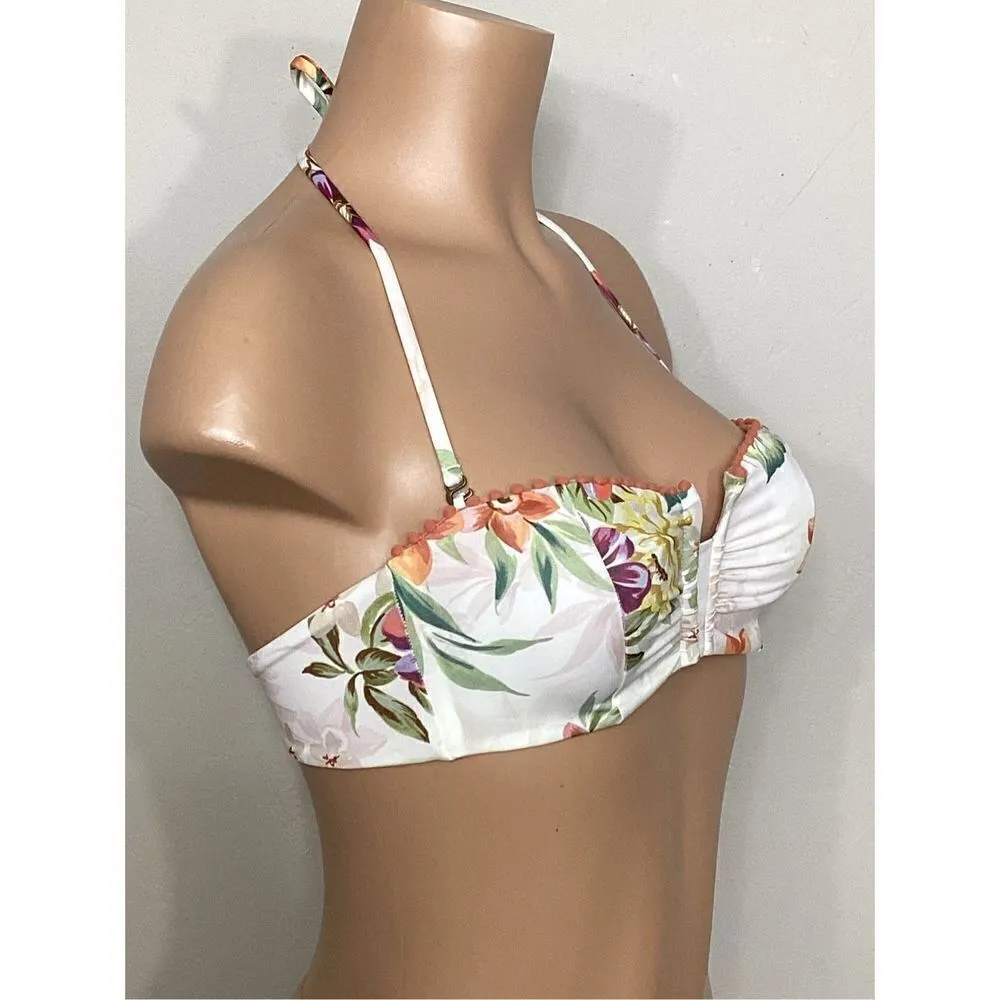 New. Isabella Rose floral bandeau bikini top. Retails $80. Small White - Image 4