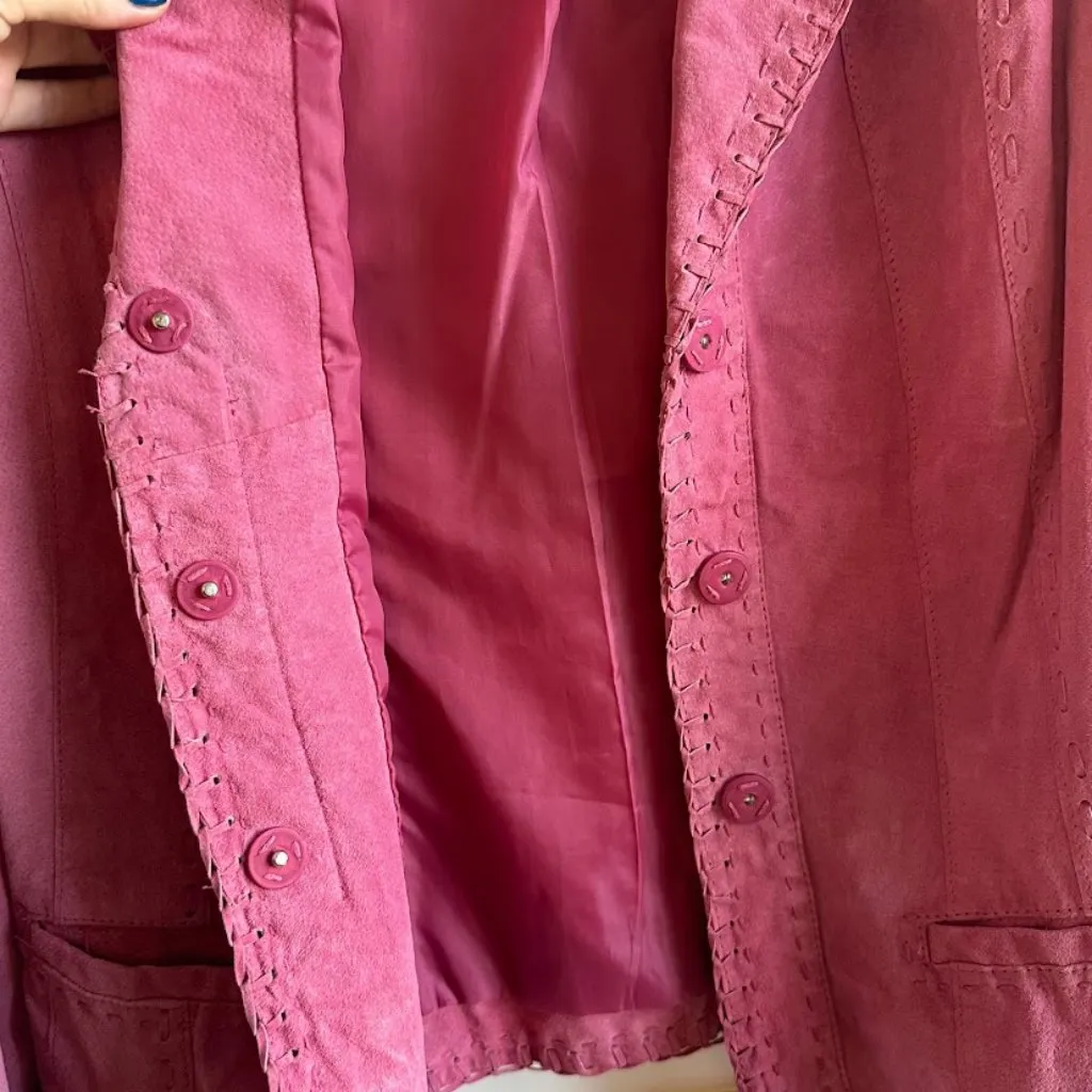 Vintage Cold Water Creek genuine leather pink blazer jacket - Image 2