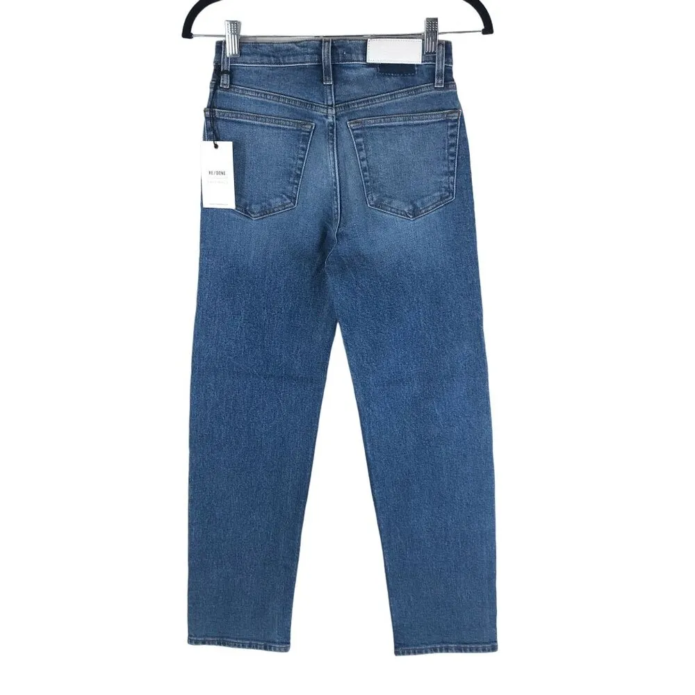 Re/Done Womens Jeans 70s Stove Pipe Jeans High Rise Button Fly Dusted Blue 25 - Image 3