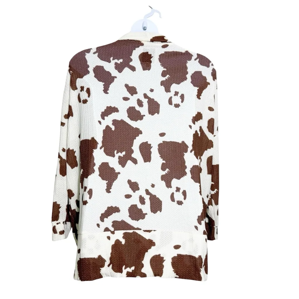 Simply‎ Southern Cow Print Waffle Knit Cardigan size XXL - Image 5