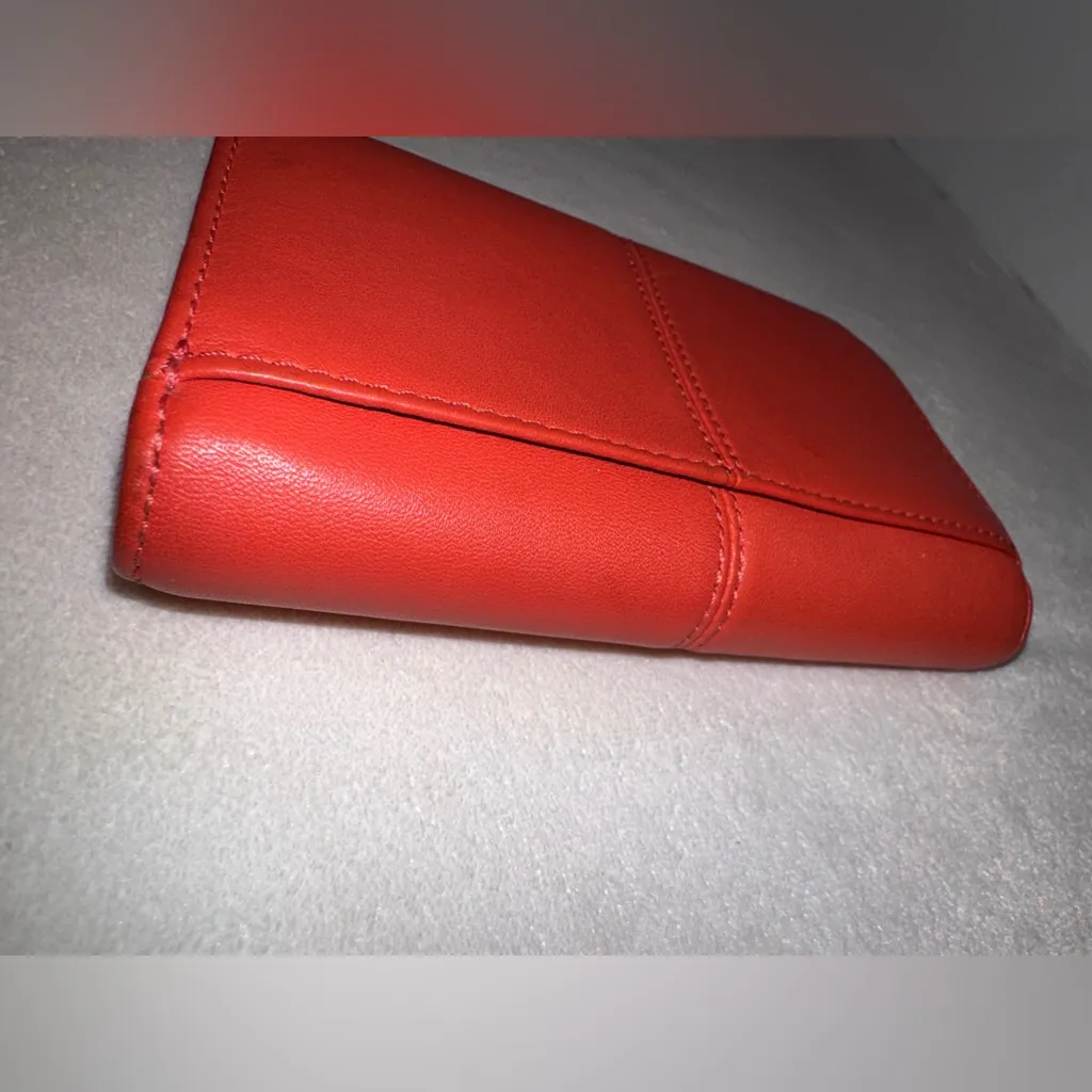 Vintage Y2K Coach Ashley Red Orange Leather Compact Clutch Trifold Womens Wallet - Image 7
