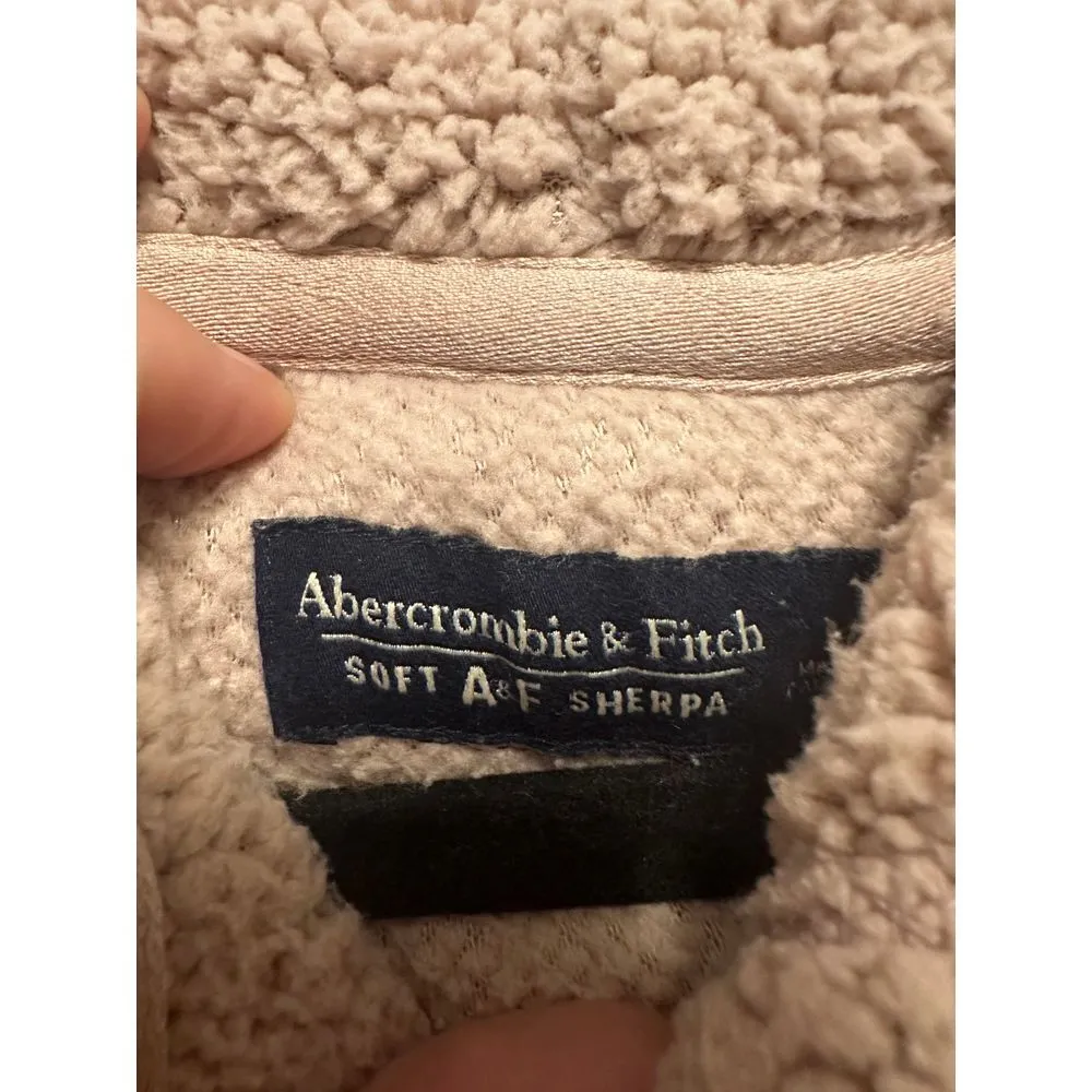 Abercrombie & Fitch Soft A&F Sherpa Hoodie Brown Size Medium - Image 3