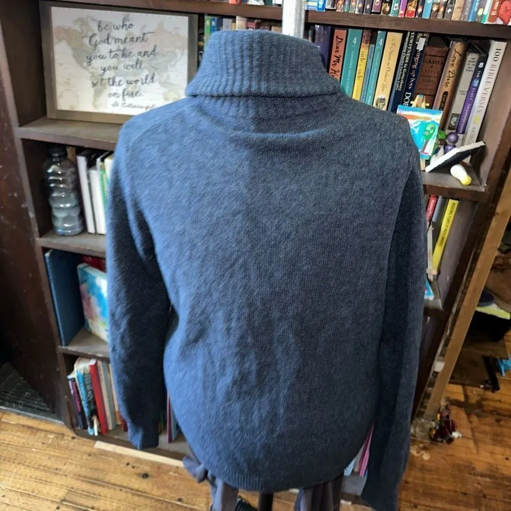 J Crew navy cowl neck 100% lambswool elevated basics sweater Blue Size XL - Image 2