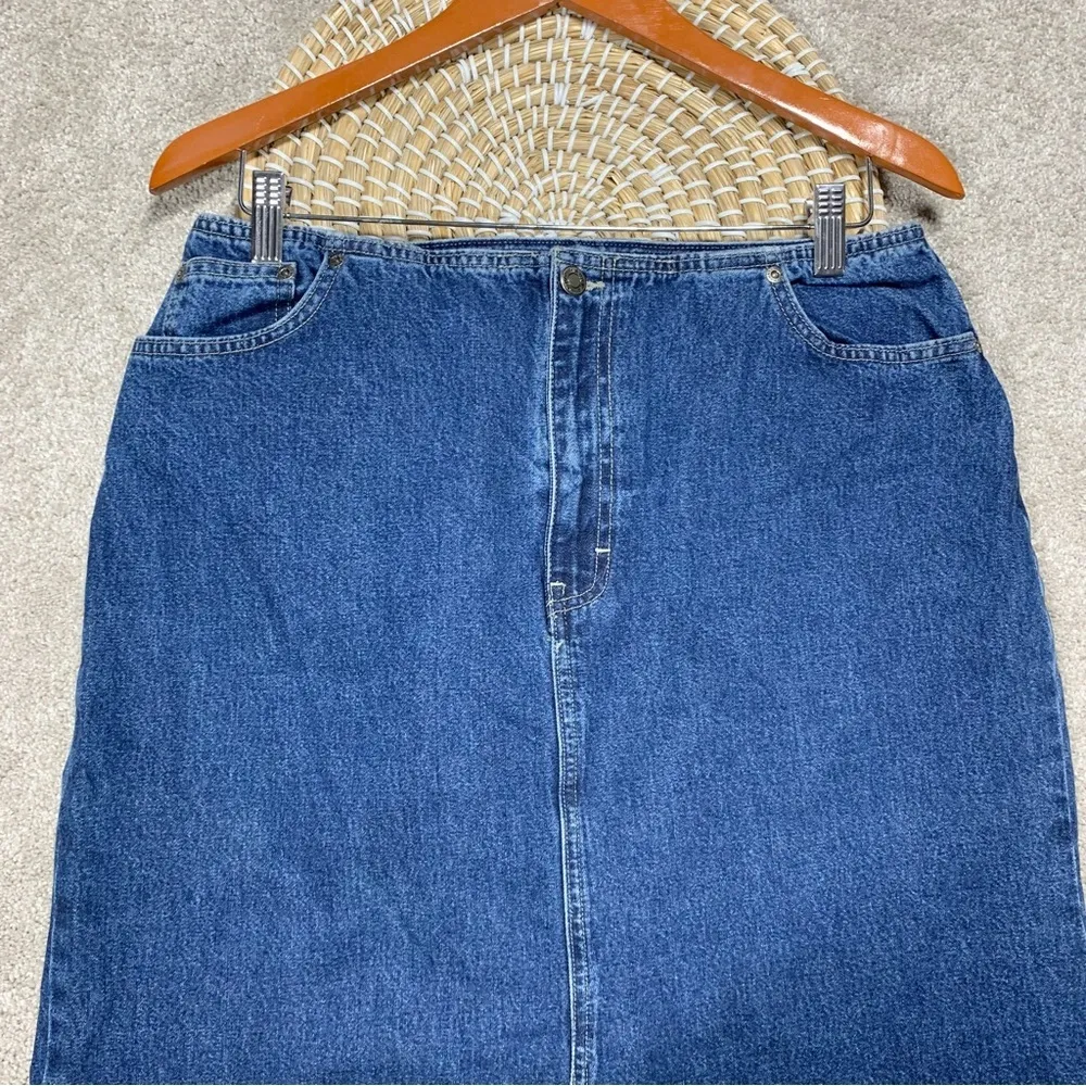 Havana Jack’s Cafe Tropical Jeanswear Denim Midi Skirt Front Slit Equestrian 14 Blue - Image 2