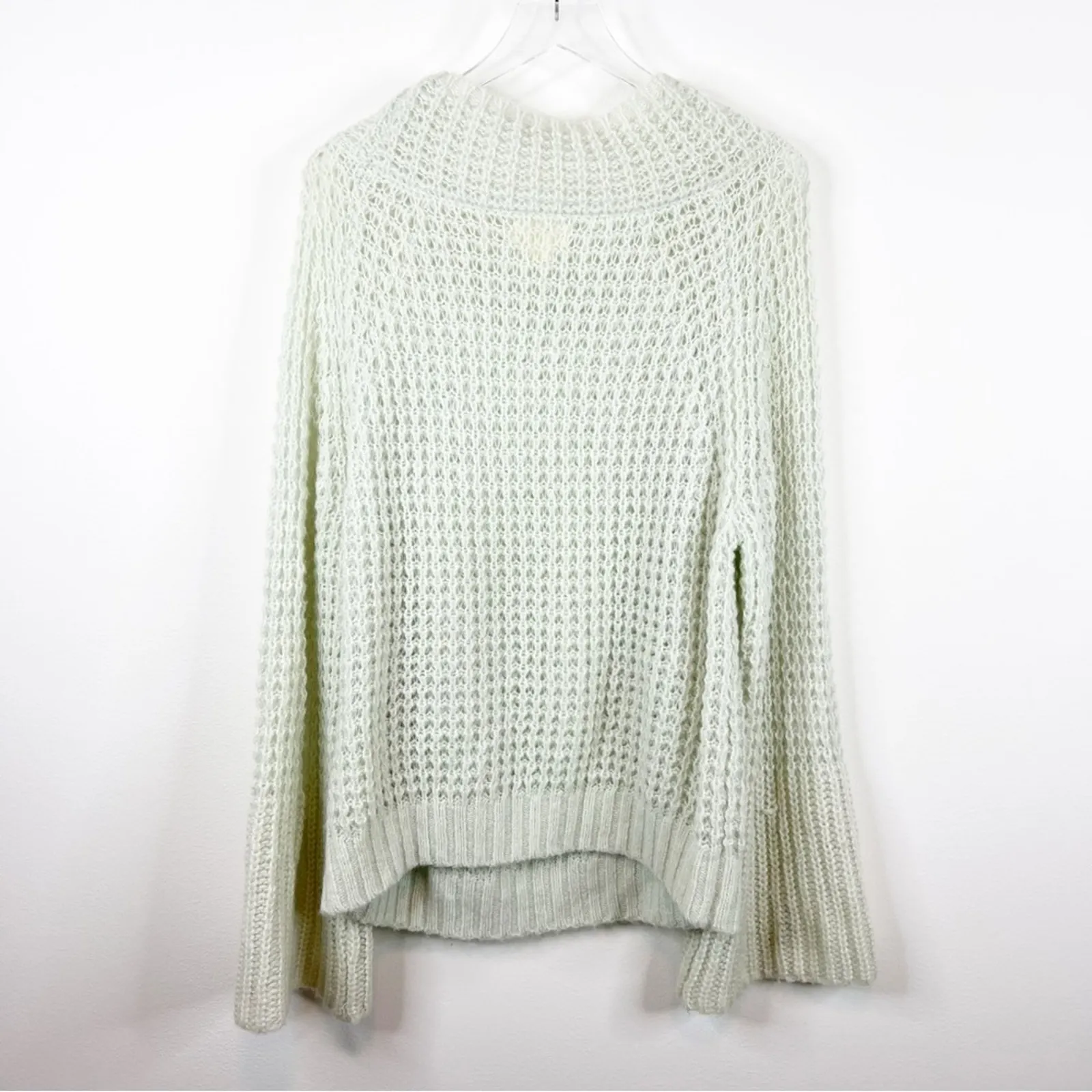 Anthropologie Maeve Dionne Wool Blend‎ Bell Sleeve Sweater LP Green - Image 4