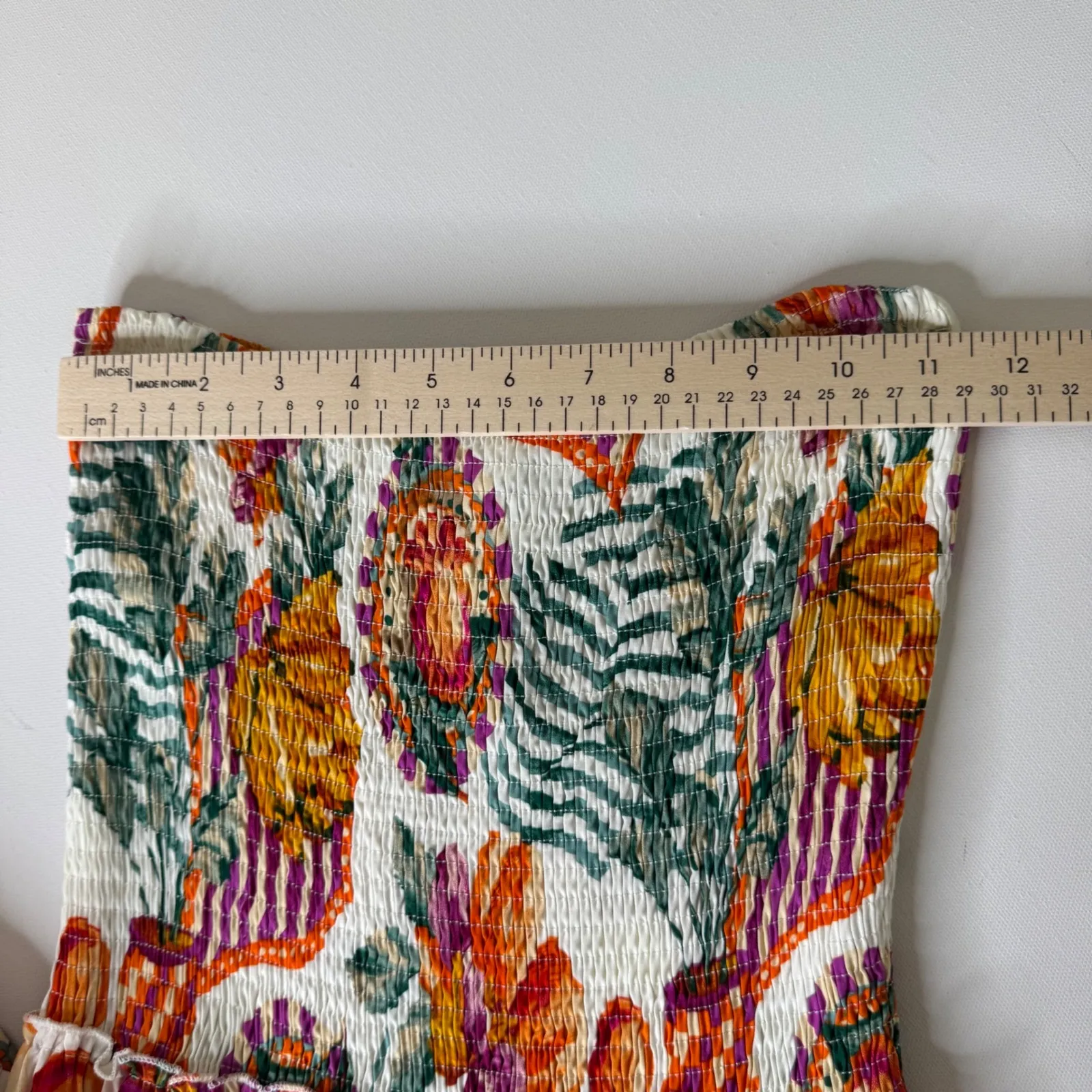 NWT Abel The Label Fruit Print Maxi Dress Small Smocked Tiered Tropical Resort - Image 8