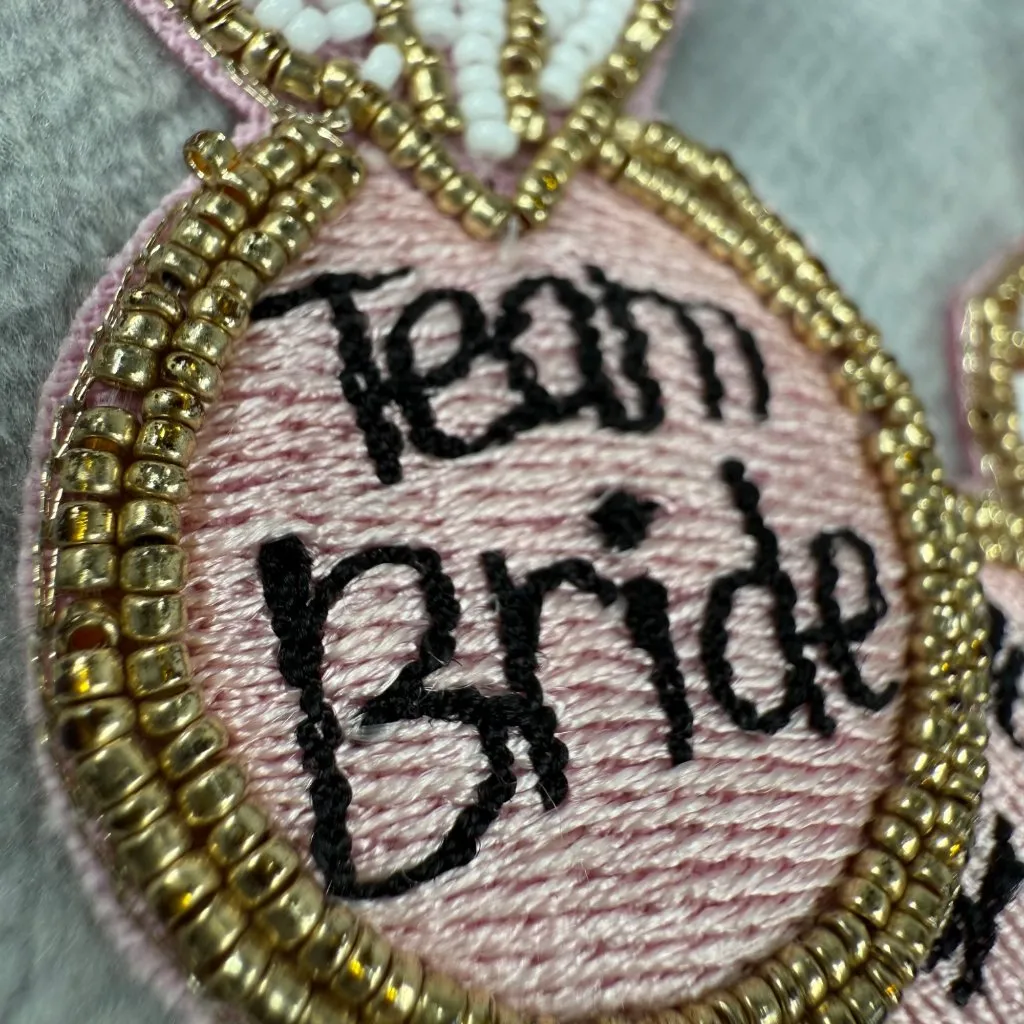 Bridal Party Beaded "Team Bride" Statement Earrings Wedding Pierced Post Pink - Image 12